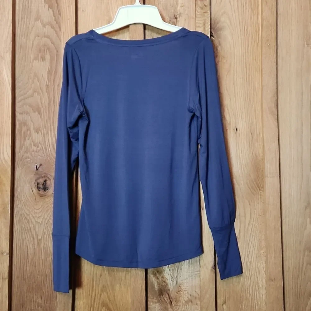 Aerie Fitted Bodycon Athletic Sporty Lightweight Long Sleeve T-Shirt, XS, Blue